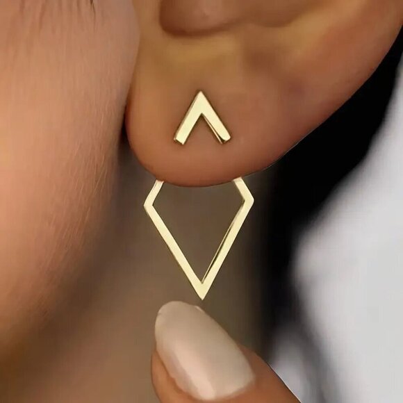 Elegant Boho-Chic Geometric Open Hoop Earrings - Picture 6 of 6